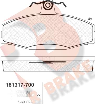 R Brake RB1317-700 - Kit de plaquettes de frein, frein à disque cwaw.fr