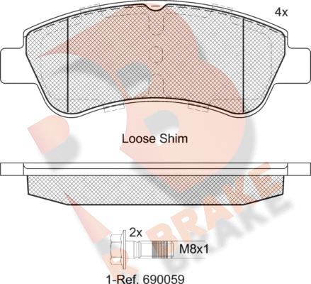 R Brake RB1388-402 - Kit de plaquettes de frein, frein à disque cwaw.fr