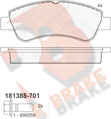 R Brake RB1388-701 - Kit de plaquettes de frein, frein à disque cwaw.fr