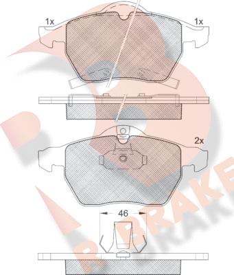 R Brake RB1383 - Kit de plaquettes de frein, frein à disque cwaw.fr