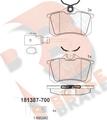 R Brake RB1387-700 - Kit de plaquettes de frein, frein à disque cwaw.fr