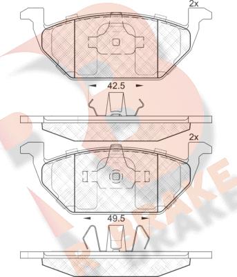 R Brake RB1338 - Kit de plaquettes de frein, frein à disque cwaw.fr