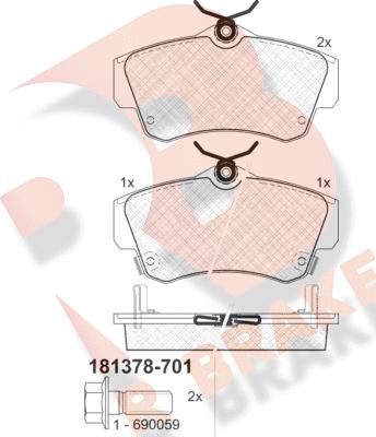 R Brake RB1378-701 - Kit de plaquettes de frein, frein à disque cwaw.fr