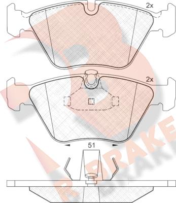 R Brake RB1296 - Kit de plaquettes de frein, frein à disque cwaw.fr