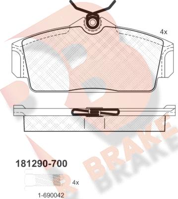 R Brake RB1290-700 - Kit de plaquettes de frein, frein à disque cwaw.fr