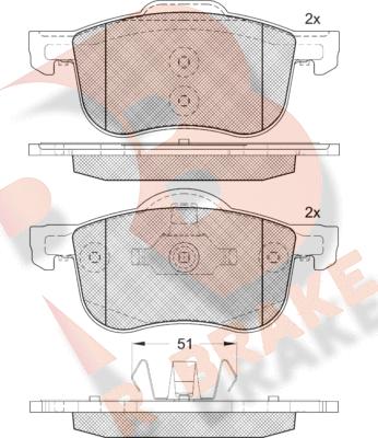 R Brake RB1297-203 - Kit de plaquettes de frein, frein à disque cwaw.fr