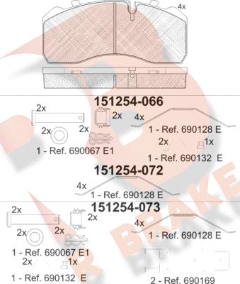 R Brake RB1254 - Kit de plaquettes de frein, frein à disque cwaw.fr