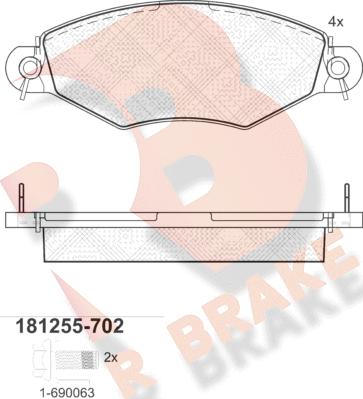 R Brake RB1255-702 - Kit de plaquettes de frein, frein à disque cwaw.fr