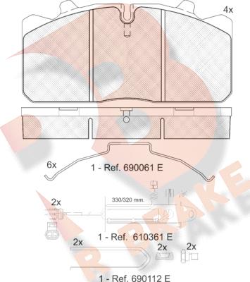 R Brake RB1253-124 - Kit de plaquettes de frein, frein à disque cwaw.fr