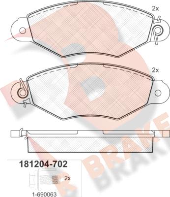 R Brake RB1204-702 - Kit de plaquettes de frein, frein à disque cwaw.fr