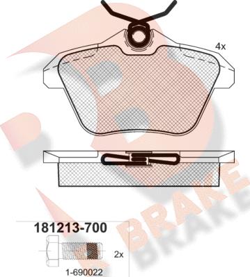 R Brake RB1213-700 - Kit de plaquettes de frein, frein à disque cwaw.fr