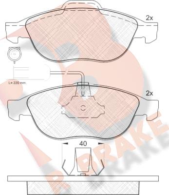 R Brake RB1212 - Kit de plaquettes de frein, frein à disque cwaw.fr