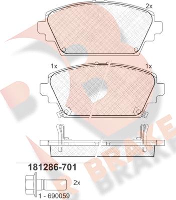 R Brake RB1286-701 - Kit de plaquettes de frein, frein à disque cwaw.fr