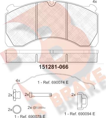 R Brake RB1281 - Kit de plaquettes de frein, frein à disque cwaw.fr