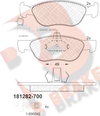 R Brake RB1282-700 - Kit de plaquettes de frein, frein à disque cwaw.fr