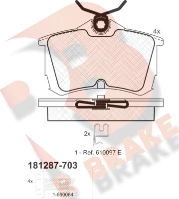 R Brake RB1287-703 - Kit de plaquettes de frein, frein à disque cwaw.fr