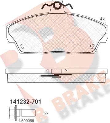 R Brake RB1232-701 - Kit de plaquettes de frein, frein à disque cwaw.fr