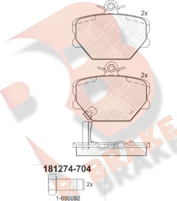 R Brake RB1274-704 - Kit de plaquettes de frein, frein à disque cwaw.fr