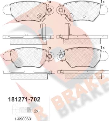 R Brake RB1271-702 - Kit de plaquettes de frein, frein à disque cwaw.fr