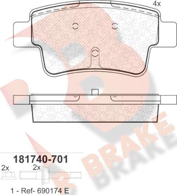 R Brake RB1740-701 - Kit de plaquettes de frein, frein à disque cwaw.fr