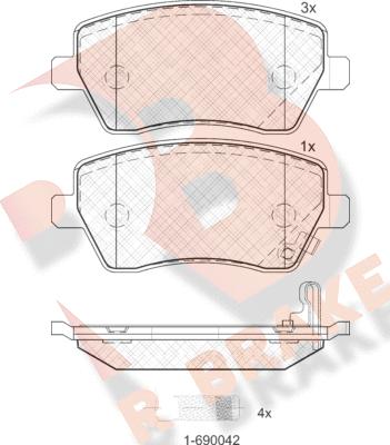 R Brake RB1748 - Kit de plaquettes de frein, frein à disque cwaw.fr