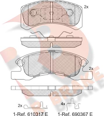 R Brake RB1701-208 - Kit de plaquettes de frein, frein à disque cwaw.fr