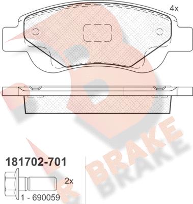 R Brake RB1702-701 - Kit de plaquettes de frein, frein à disque cwaw.fr