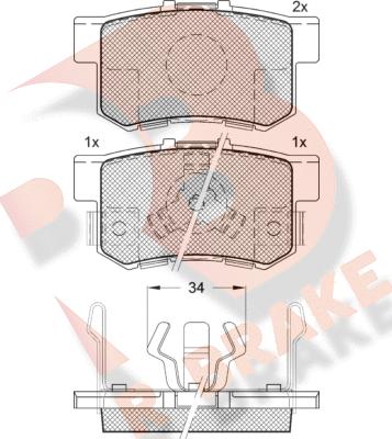 R Brake RB1718 - Kit de plaquettes de frein, frein à disque cwaw.fr