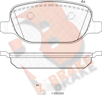 R Brake RB1780 - Kit de plaquettes de frein, frein à disque cwaw.fr