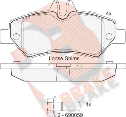 R Brake RB1787-204 - Kit de plaquettes de frein, frein à disque cwaw.fr