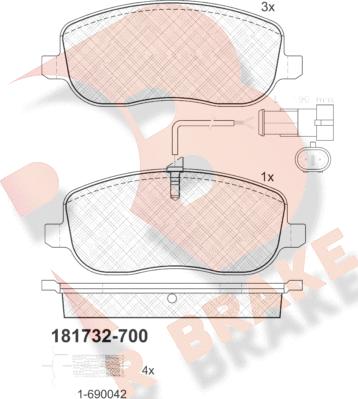 R Brake RB1732-700 - Kit de plaquettes de frein, frein à disque cwaw.fr