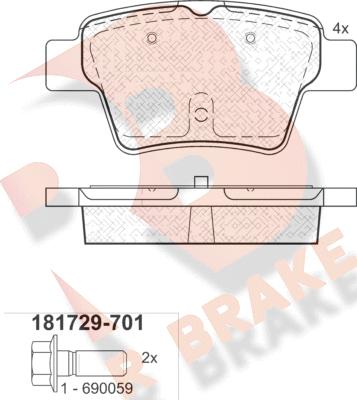 R Brake RB1729-701 - Kit de plaquettes de frein, frein à disque cwaw.fr