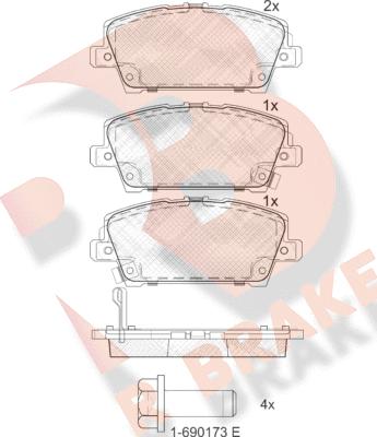 R Brake RB1773 - Kit de plaquettes de frein, frein à disque cwaw.fr