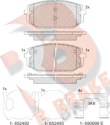 R Brake RB2473 - Kit de plaquettes de frein, frein à disque cwaw.fr