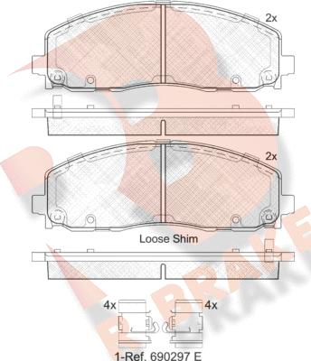 R Brake RB2054 - Kit de plaquettes de frein, frein à disque cwaw.fr