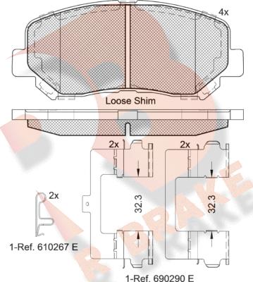 R Brake RB2055 - Kit de plaquettes de frein, frein à disque cwaw.fr