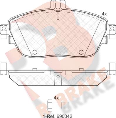 R Brake RB2061 - Kit de plaquettes de frein, frein à disque cwaw.fr