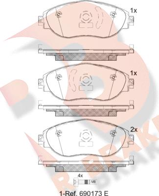 R Brake RB2018204 - Kit de plaquettes de frein, frein à disque cwaw.fr