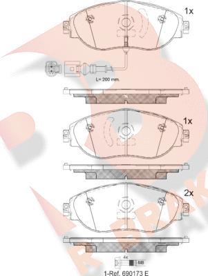 R Brake RB2018 - Kit de plaquettes de frein, frein à disque cwaw.fr