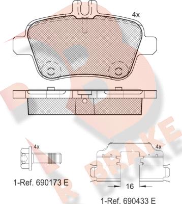 R Brake RB2039-067 - Kit de plaquettes de frein, frein à disque cwaw.fr