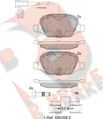 R Brake RB2038 - Kit de plaquettes de frein, frein à disque cwaw.fr