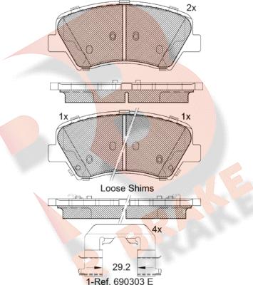 R Brake RB2029 - Kit de plaquettes de frein, frein à disque cwaw.fr