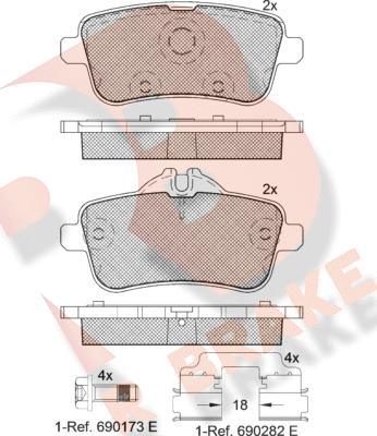 R Brake RB2072-067 - Kit de plaquettes de frein, frein à disque cwaw.fr