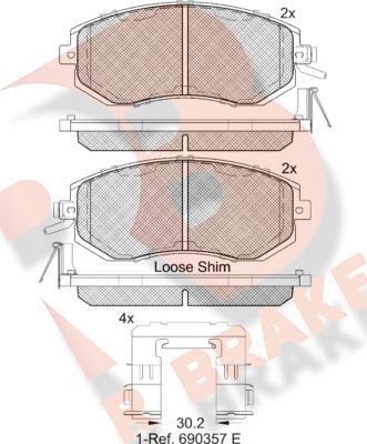 R Brake RB2199 - Kit de plaquettes de frein, frein à disque cwaw.fr