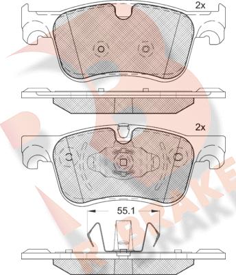 R Brake RB2158 - Kit de plaquettes de frein, frein à disque cwaw.fr