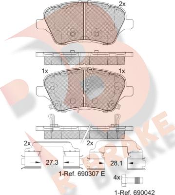 R Brake RB2108-203 - Kit de plaquettes de frein, frein à disque cwaw.fr