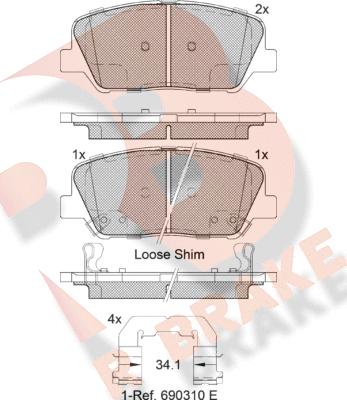 R Brake RB2102 - Kit de plaquettes de frein, frein à disque cwaw.fr