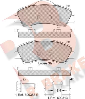 R Brake RB2131 - Kit de plaquettes de frein, frein à disque cwaw.fr