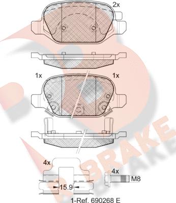 R Brake RB2128 - Kit de plaquettes de frein, frein à disque cwaw.fr