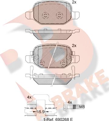 R Brake RB2127 - Kit de plaquettes de frein, frein à disque cwaw.fr